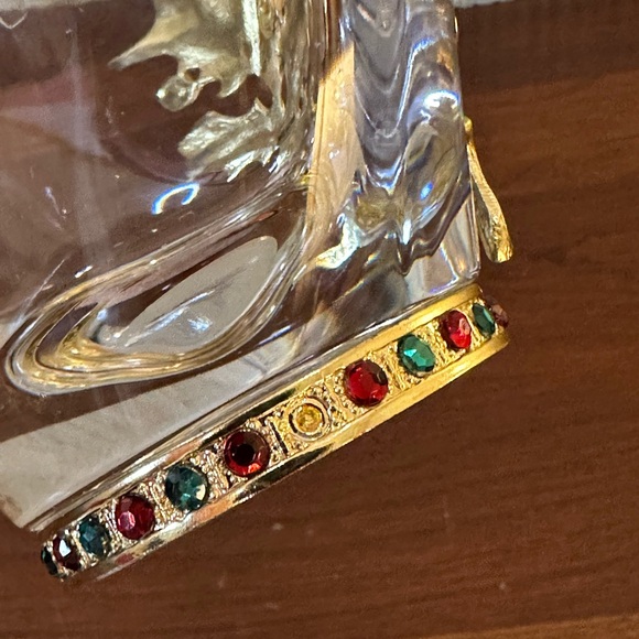 🎄VTG Fine Bohemian Lead Crystal Vase Jeweled Holly Teleflora Czech Republic - Picture 8 of 8